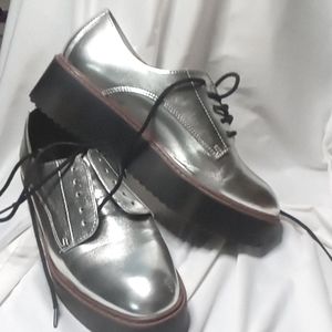 Madden Girl Written silver platform Oxford shoes
